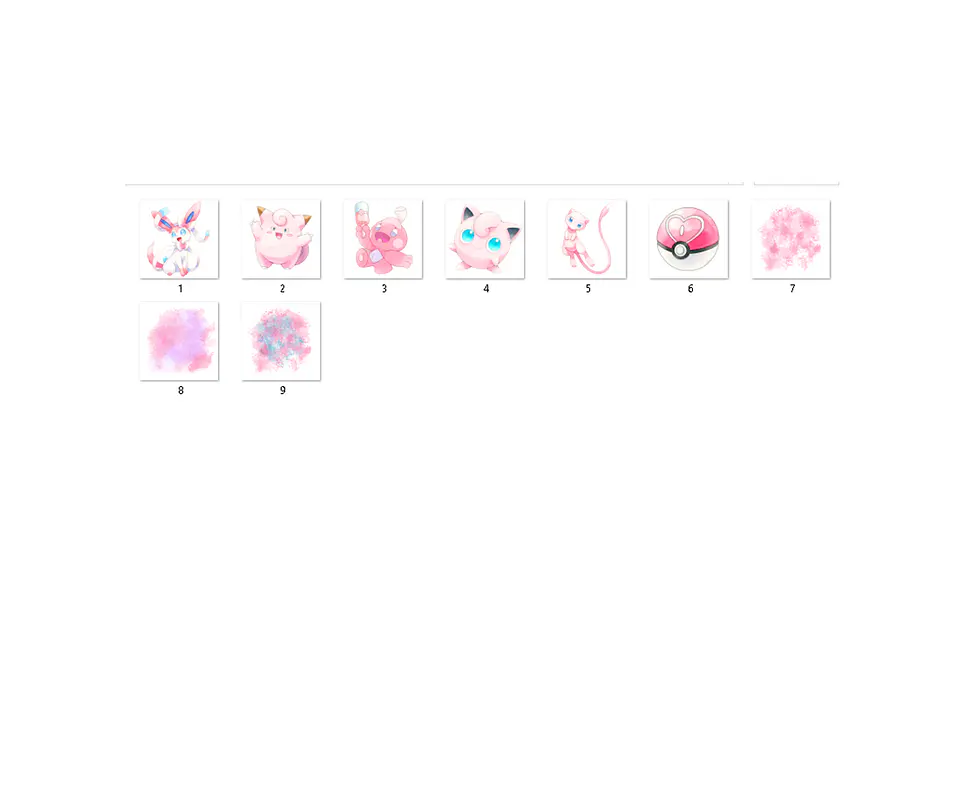 Kit digital pokémon rosa aquarela png clipart digital 2