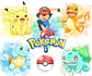 Kit digital pokémon aquarela png clipart digital - Thumbnail 1