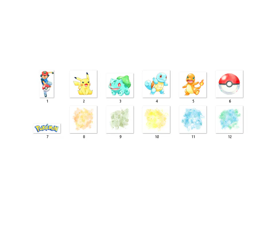 Kit digital pokémon aquarela png clipart digital 2