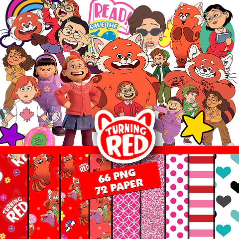 Kit digital red crescer é uma fera png clipart, papel digital