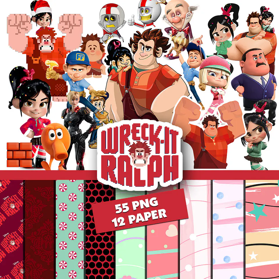 Kit digital detona ralph png clipart, papel digital 1