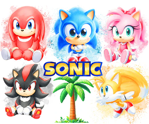 Kit digital sonic baby aquarela png clipart digital