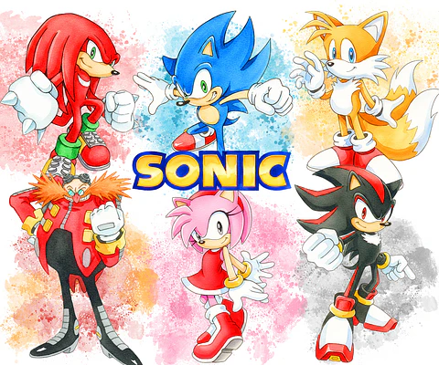 Kit digital sonic aquarela png clipart digital