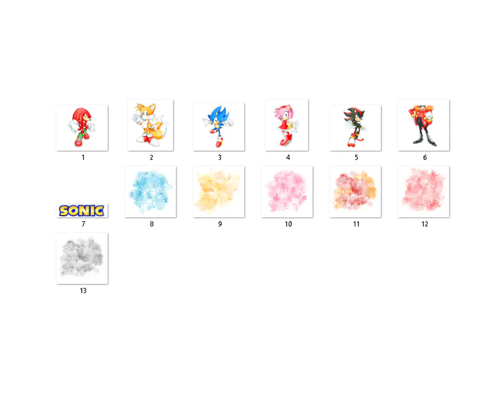 Kit digital sonic aquarela png clipart digital 2
