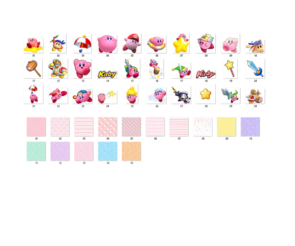 Kit digital kirby png clipart, papel digital 2