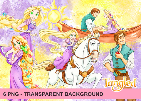 Kit digital rapunzel aquarela png clipart digital