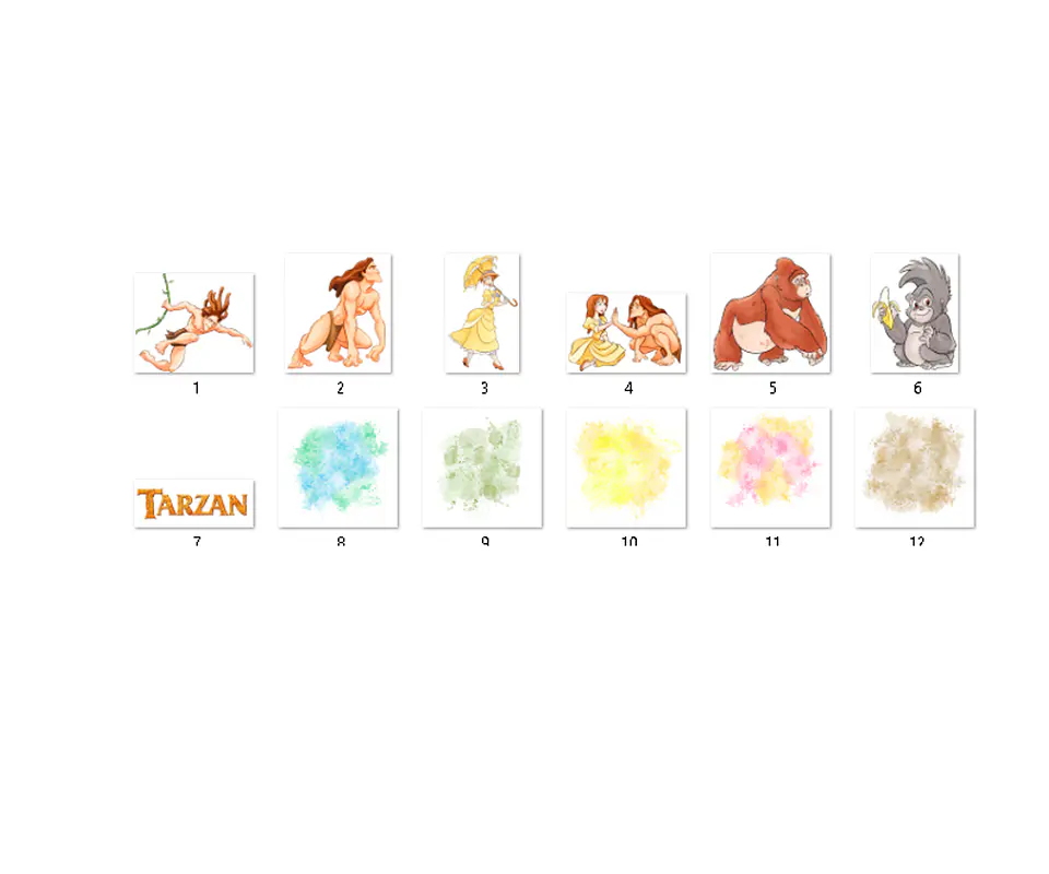 Kit digital tarzan aquarela png clipart digital 2