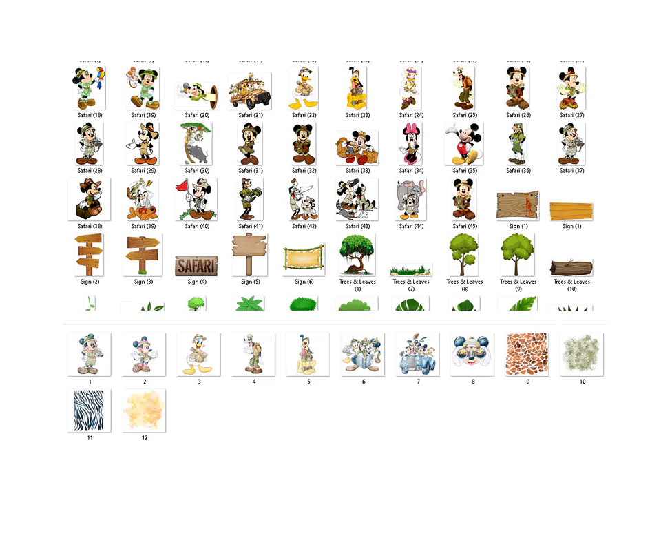Kit digital mickey safari png clipart, papel digital 3