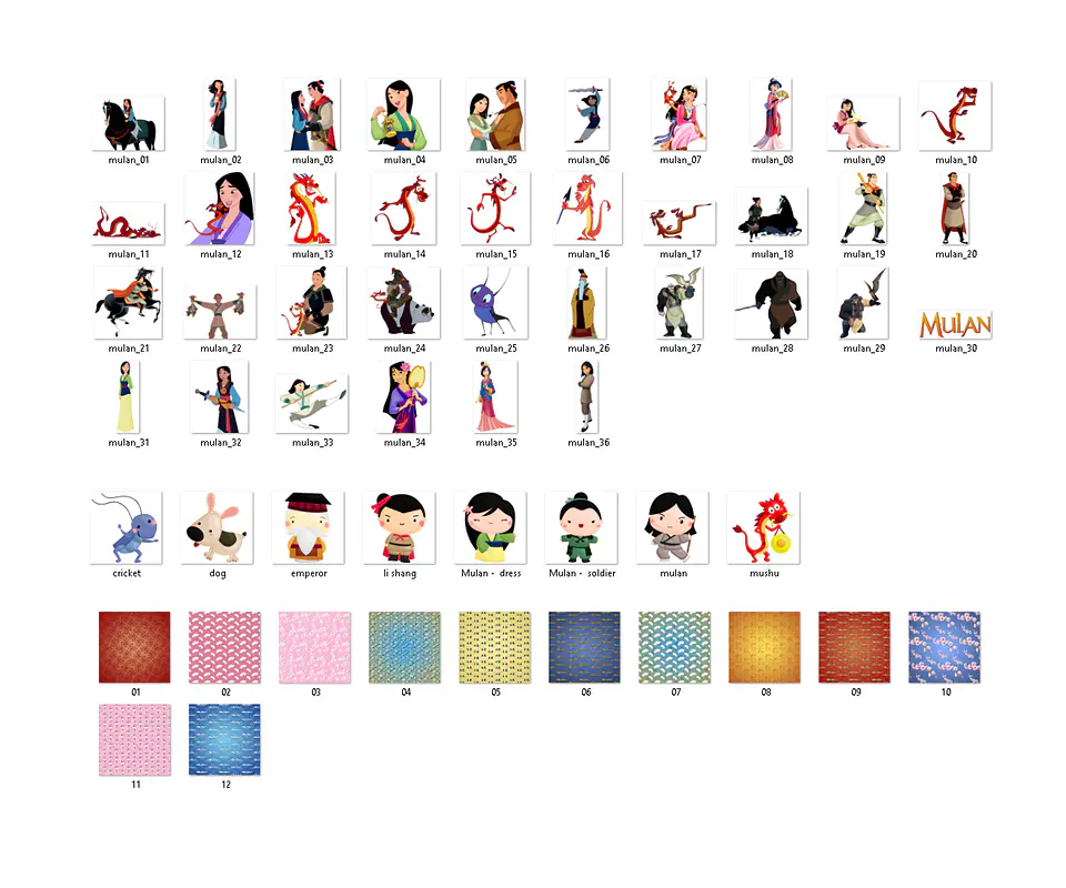 Kit digital mulan png clipart, papel digital 2