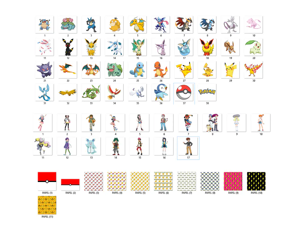 Kit digital pokémon png clipart, papel digital 2