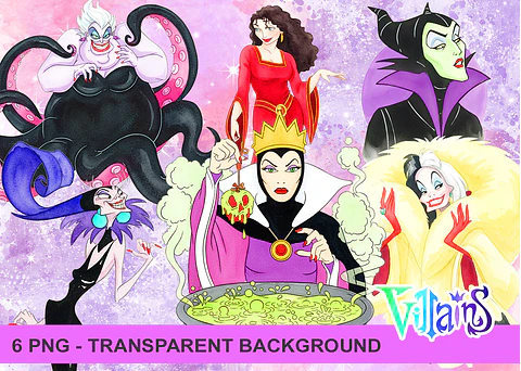 Kit digital vilões aquarela png clipart digital