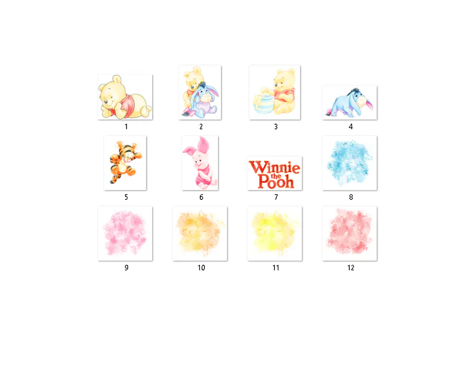 Kit digital ursinho pooh aquarela png clipart digital 2