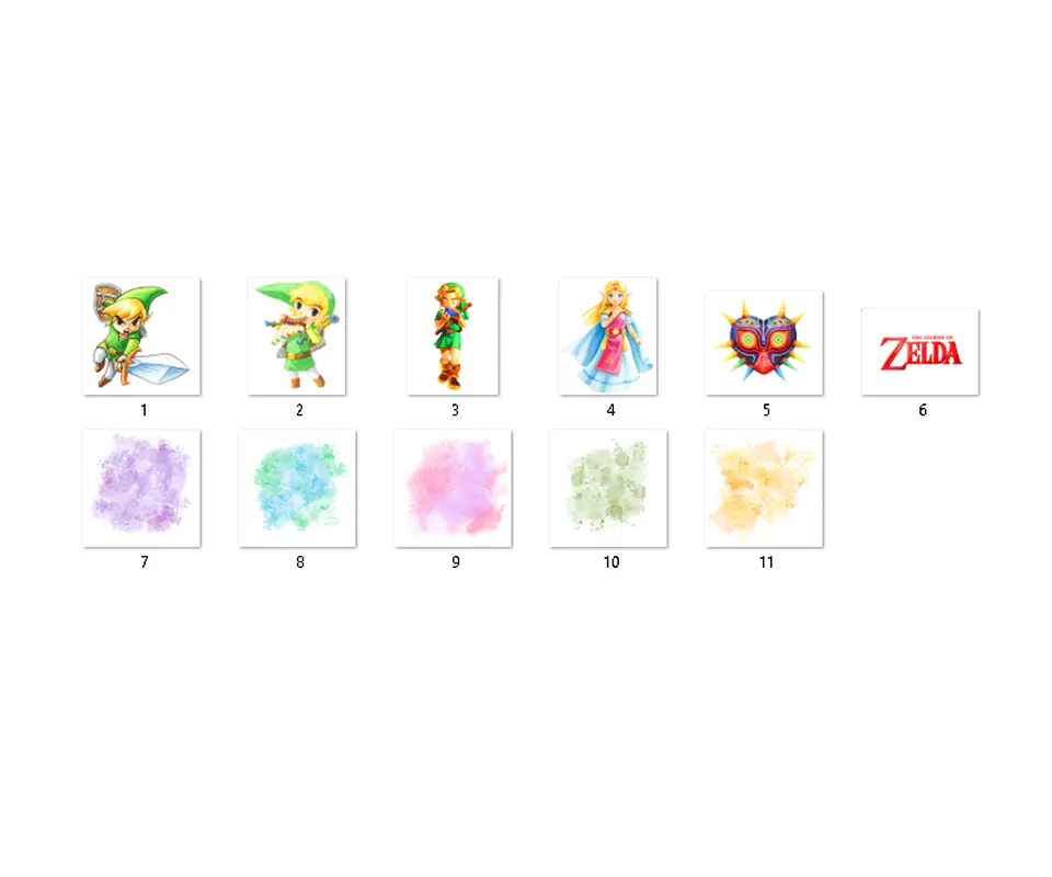 Kit digital zelda aquarela png clipart digital 2