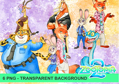 Kit digital zootopia 2 aquarela png clipart digital
