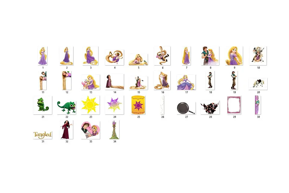 Kit digital rapunzel png clipart, papel digital 3