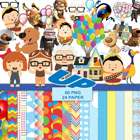 Kit digital up altas aventuras png clipart, papel digital