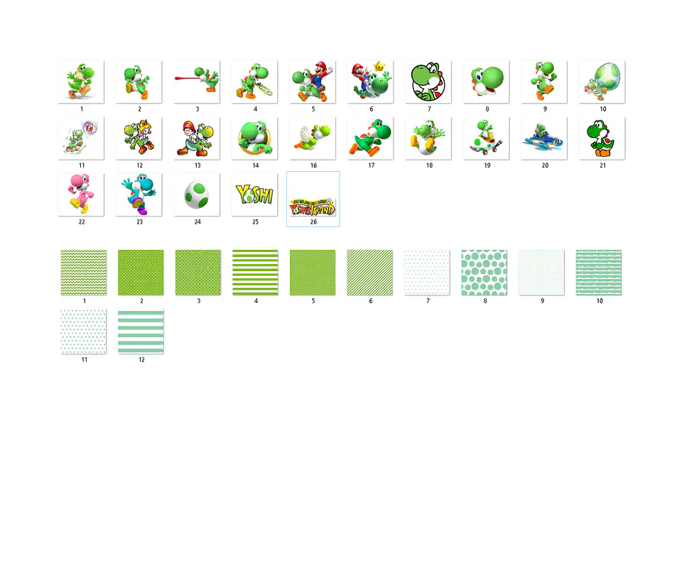 Kit digital yoshi png clipart, papel digital 2