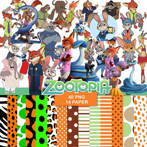 Kit digital zootopia png clipart, papel digital