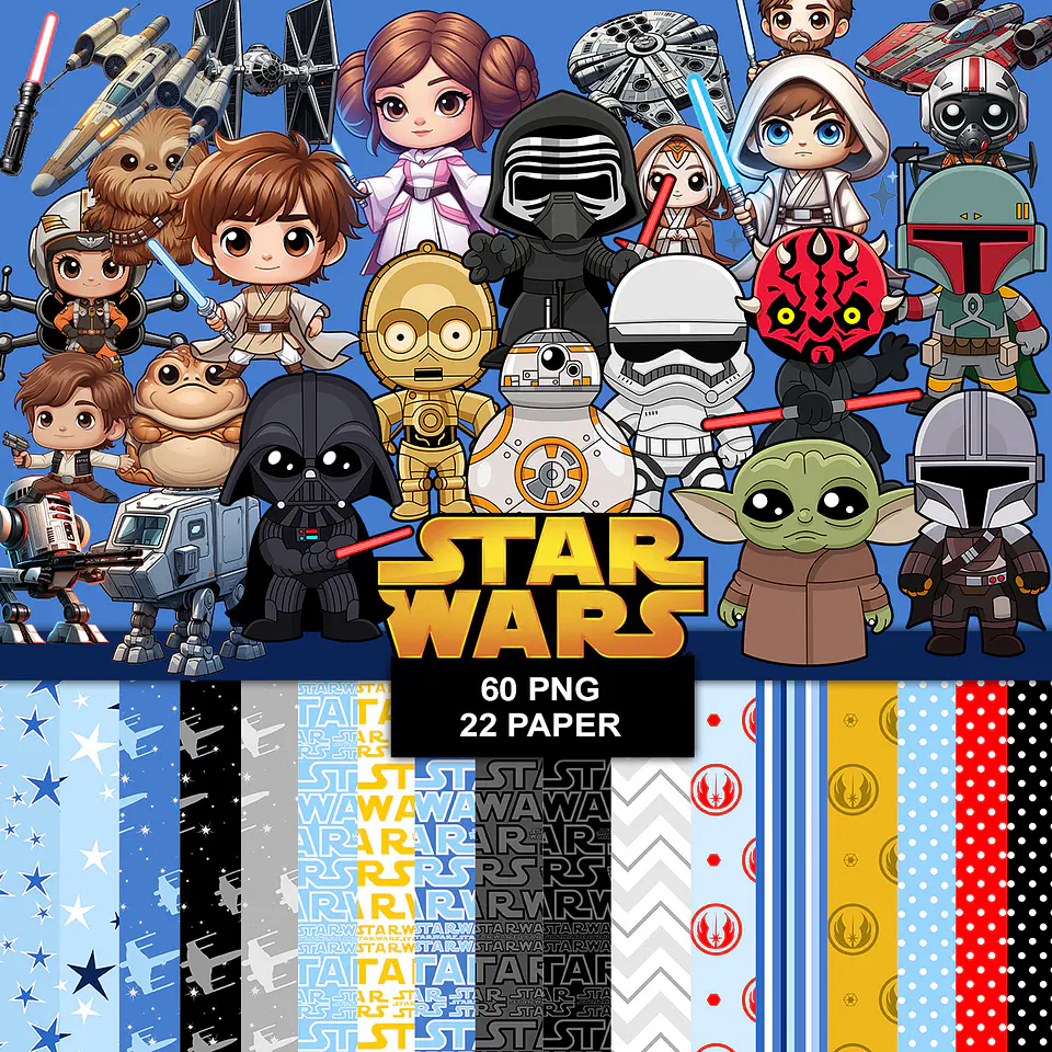 Kit digital star wars png clipart, papel digital 1