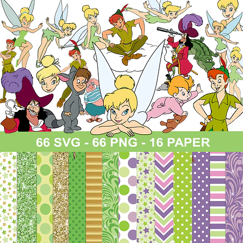 Kit digital tinker bell sininho png clipart, papel digital