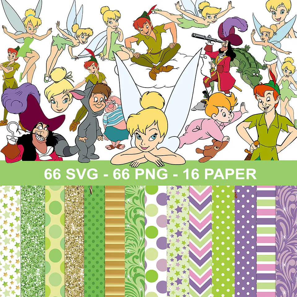 Kit digital tinker bell sininho png clipart, papel digital 1