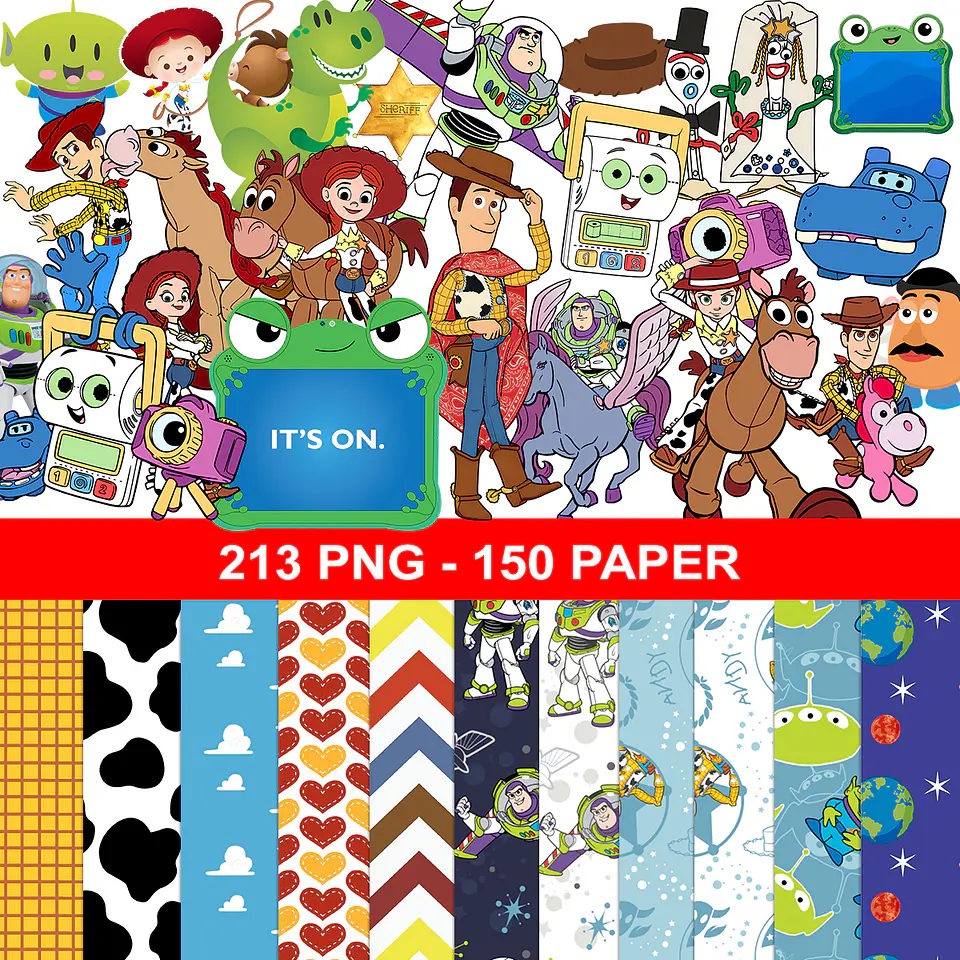Kit digital toy story 5 png clipart, papel digital 1