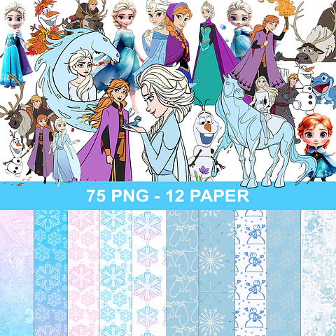 Kit digital frozen png clipart, papel digital