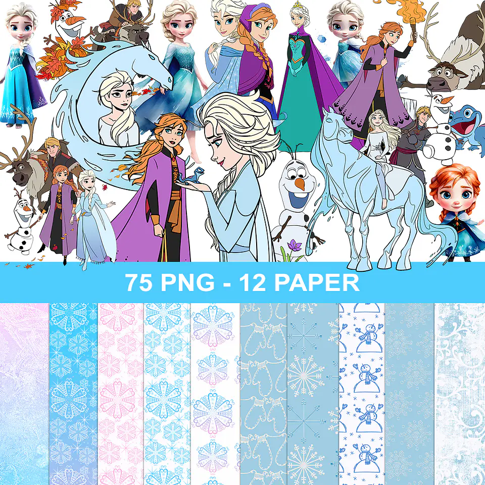 Kit digital frozen png clipart, papel digital 1