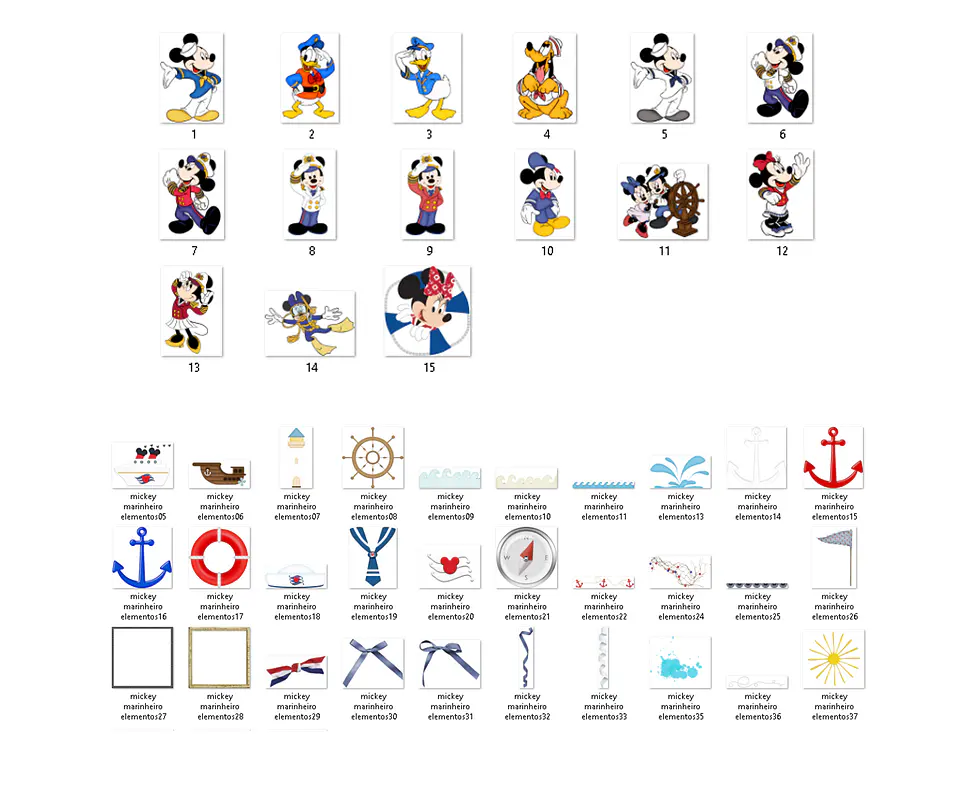 Kit digital mickey marinheiro png clipart, papel digital 2