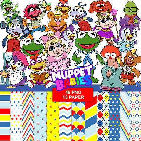 Kit digital muppets png clipart, papel digital 