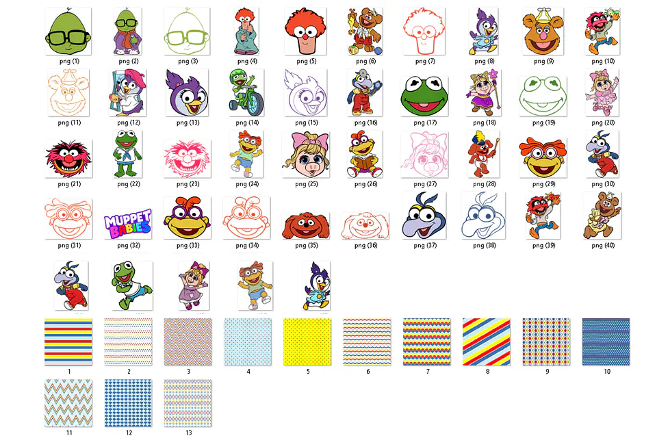 Kit digital muppets png clipart, papel digital  2