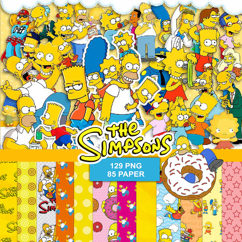 Kit digital simpsons png clipart, papel digital 1