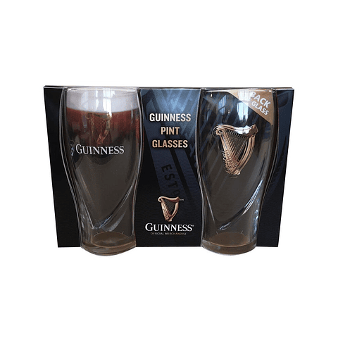 Guinness Set 2 Vasos Pinta 20oz Official Merchandise Gift Pack