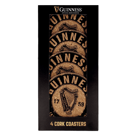 Guinness Set 4 Posavasos 1759 St. James's Gate Harp Design Official Merchandise