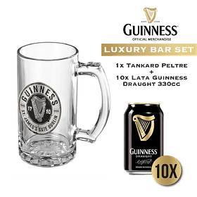 Guinness Luxury Bar Set (10x Guinness Draught 330cc + Collectable Tankard Peltre Official Merchandise)