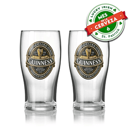 Guinness Set 2 Vasos Pinta Ireland Label Official Merchandise - Gift Pack 
