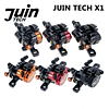 JUIN TECH X1 - KIT FRENO DE DISCO HIDRAULICO ACCIONADO POR CABLE - PM - PASTILLAS Y DISCOS CON DIFUSORES DE CALOR – PARA RUTA/CX/GRAVEL - NARANJA