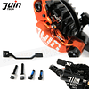 JUIN TECH X1 - KIT FRENO DE DISCO HIDRAULICO ACCIONADO POR CABLE - PM - PASTILLAS Y DISCOS CON DIFUSORES DE CALOR – PARA RUTA/CX/GRAVEL - NARANJA