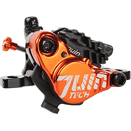 JUIN TECH X1 - KIT FRENO DE DISCO HIDRAULICO ACCIONADO POR CABLE - PM - PASTILLAS Y DISCOS CON DIFUSORES DE CALOR – PARA RUTA/CX/GRAVEL - NARANJA