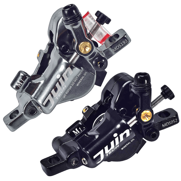 JUIN TECH M1 - KIT DE FRENO HIDRAULICO ACTIVADO POR CABLE - TIPO MTB/TIRO LARGO - PM - DISCOS DE 180MM - GRIS