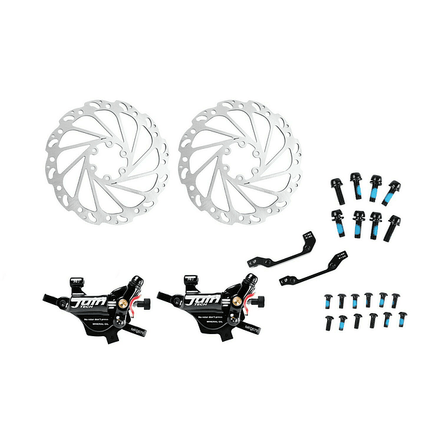 JUIN TECH M1 - KIT DE FRENO HIDRAULICO ACTIVADO POR CABLE - TIPO MTB/TIRO LARGO - PM - DISCOS DE 180MM - NEGRO