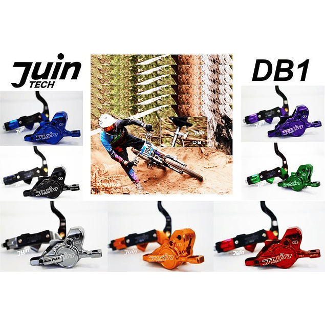 JUIN TECH DB1 - KIT DE FRENO P/MTB - FULL HIDRAILICO - 2 PISTONES - DISCOS 180MM (de acero Japones) - AZUL