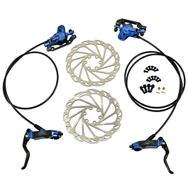 JUIN TECH DB1 - KIT DE FRENO P/MTB - FULL HIDRAILICO - 2 PISTONES - DISCOS 180MM (de acero Japones) - AZUL