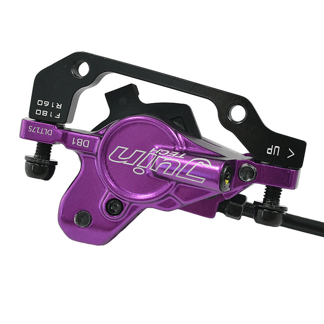 JUIN TECH DB1 - KIT DE FRENO P/MTB - FULL HIDRAILICO - 2 PISTONES - DISCOS 180MM (de acero Japonés) - PURPURA