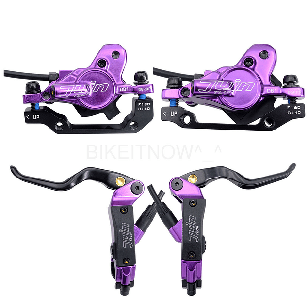 JUIN TECH DB1 - KIT DE FRENO P/MTB - FULL HIDRAILICO - 2 PISTONES - DISCOS 180MM (de acero Japonés) - PURPURA