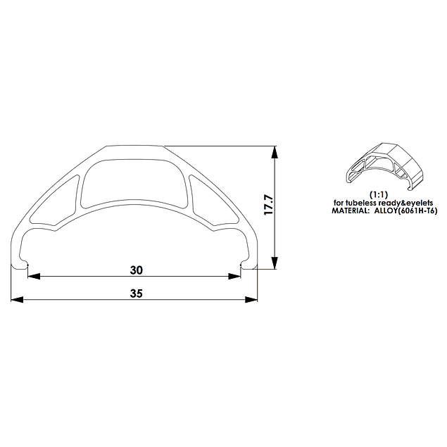 LLANTA DGR MID FAT 27.5 TUBELESS - 35MM INTERNO - 28H