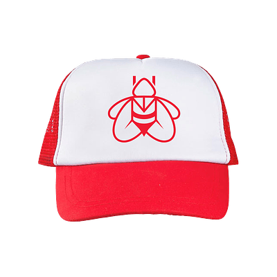 TRUCKER HAT " BEE LOGO "  RED