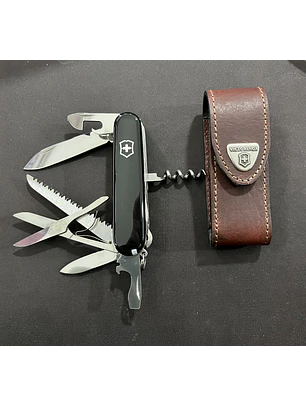 Victorinox Huntsman Negra con Funda de Cuero Original – Oferta Exclusiva