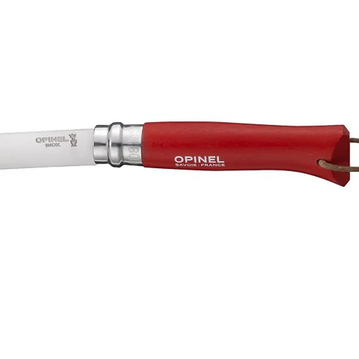 Navaja Opinel Trekking N°08 Roja con Funda de Cuero 2