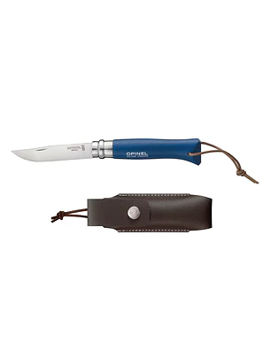 Navaja Opinel Trekking N°08 Azul con Funda de Cuero